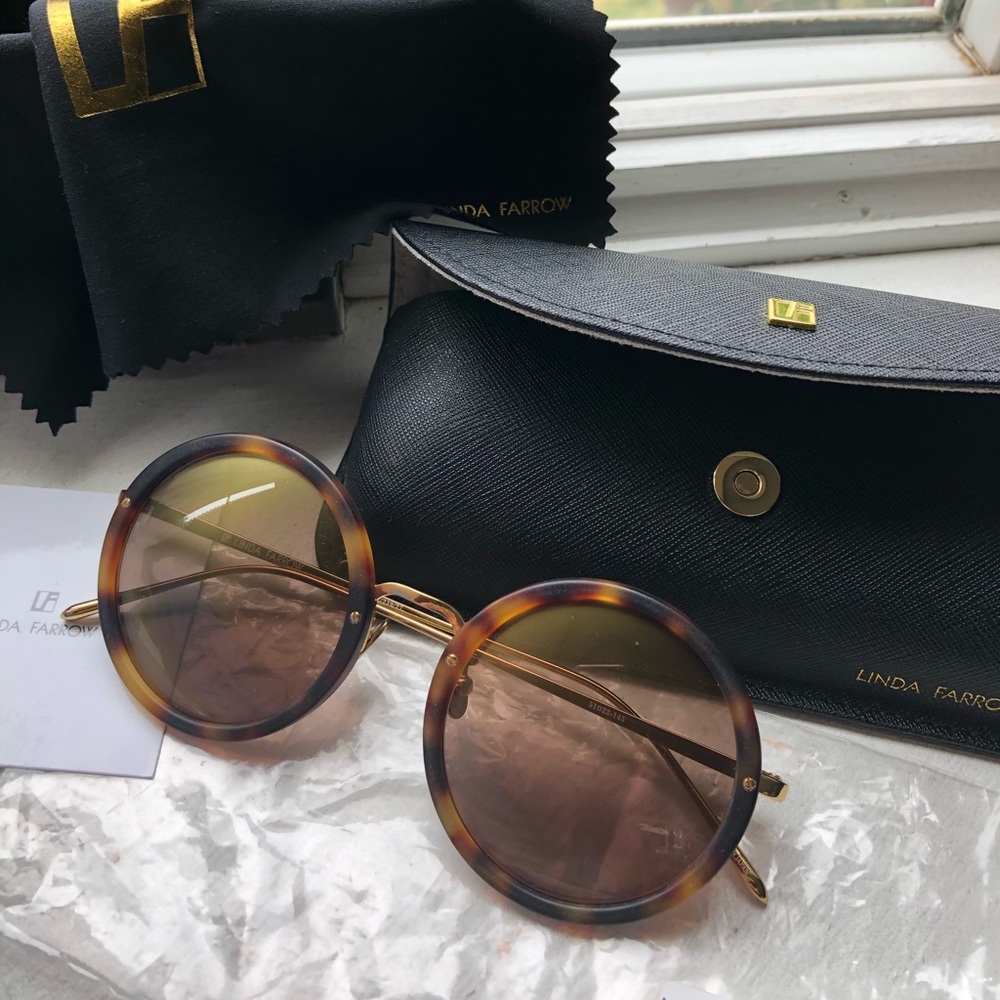 Authentic Linda Farrow Luxe Gold Retro Sunglasses